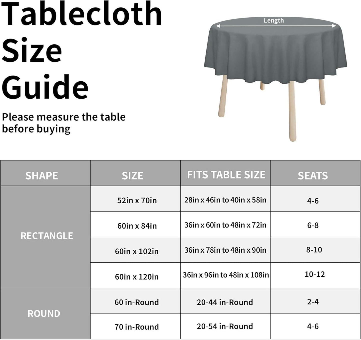 Easy-Going Faux Linen Waterproof Spill-Proof Tablecloth Stain Resistant Rectangle Table Cloth Wrinkle Free Decorative Fabric for Kitchen, Dining, Party, Weddings, Restaurants (52x70 in, Linen)