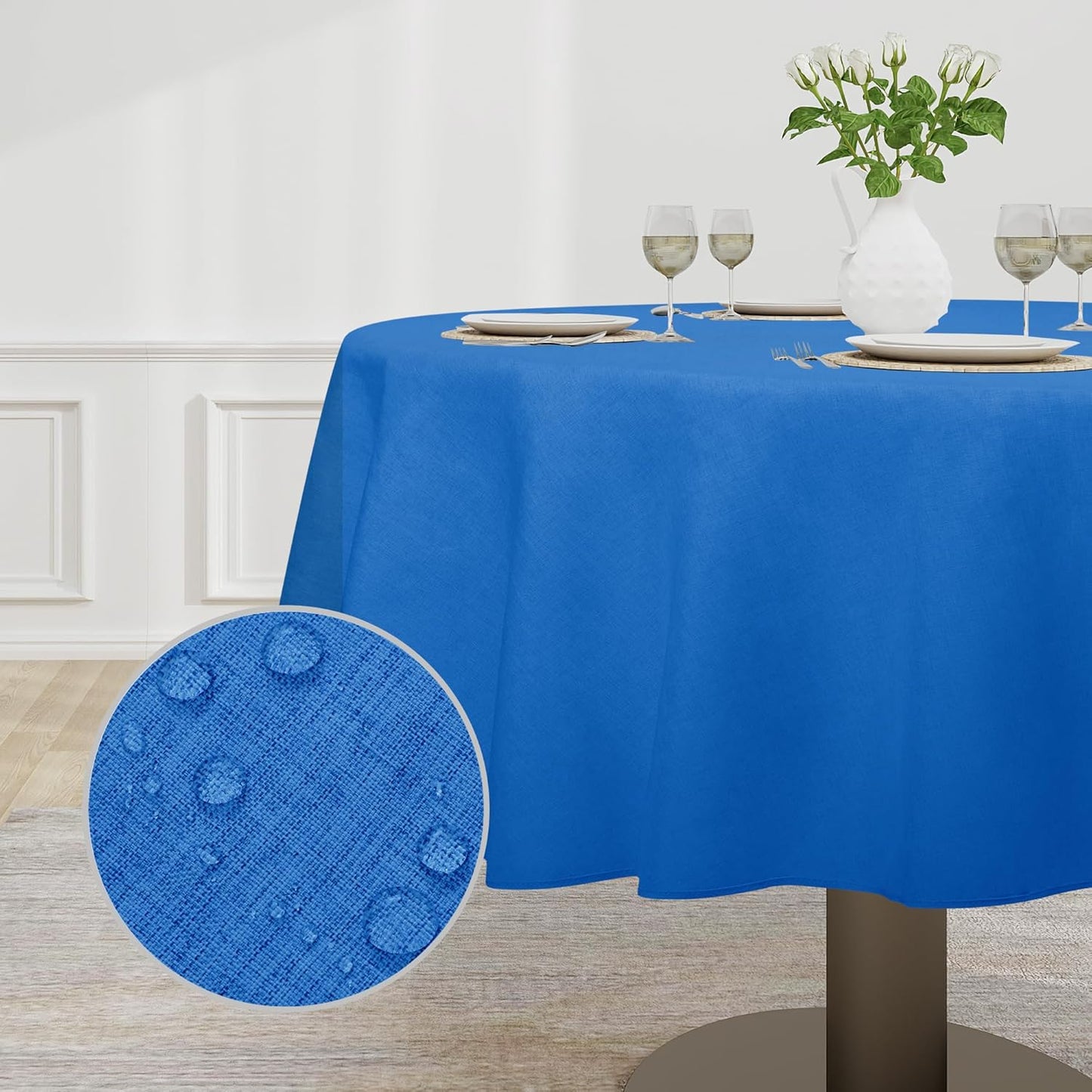 Easy-Going Faux Linen Waterproof Spill-Proof Tablecloth Stain Resistant Rectangle Table Cloth Wrinkle Free Decorative Fabric for Kitchen, Dining, Party, Weddings, Restaurants (52x70 in, Linen)