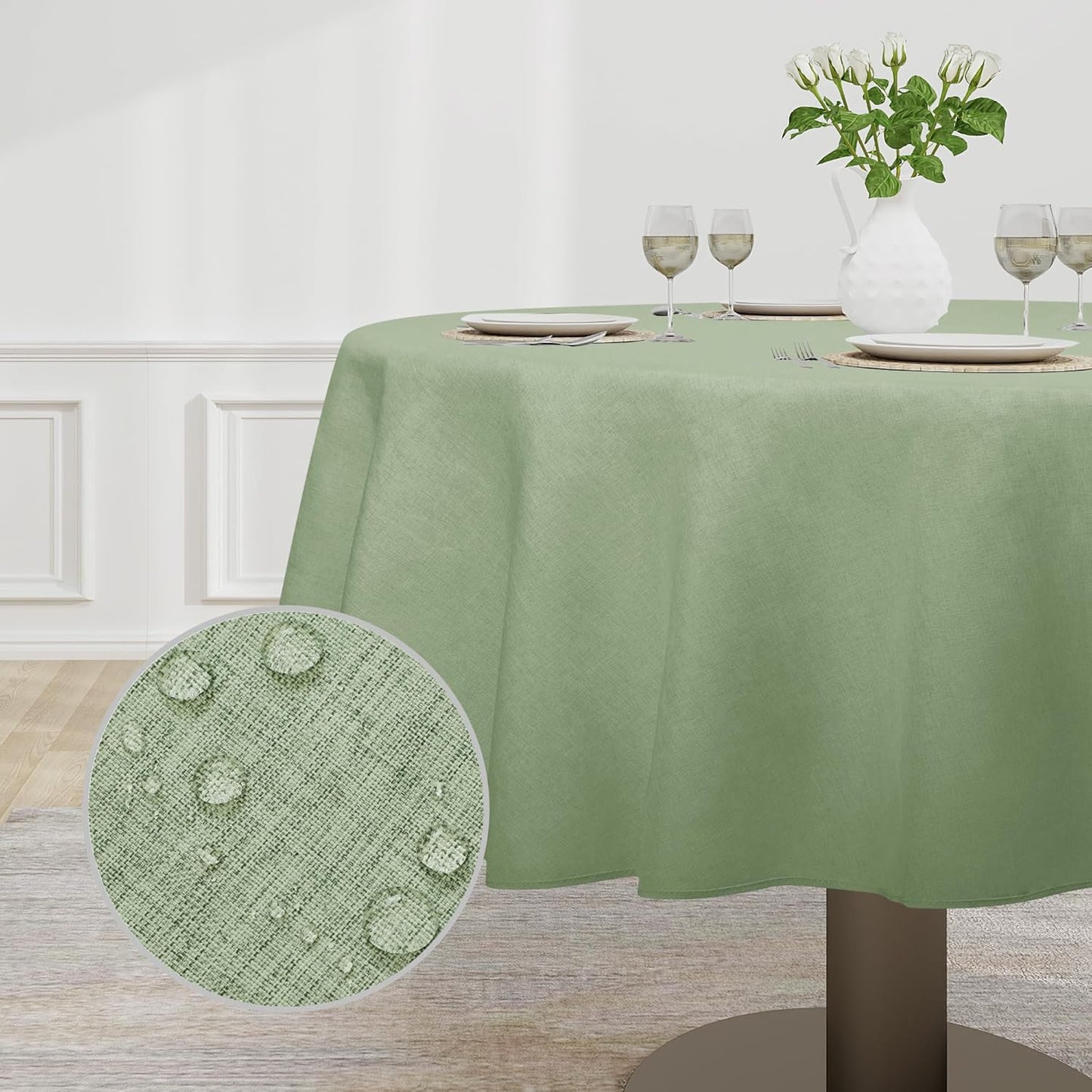Easy-Going Faux Linen Waterproof Spill-Proof Tablecloth Stain Resistant Rectangle Table Cloth Wrinkle Free Decorative Fabric for Kitchen, Dining, Party, Weddings, Restaurants (52x70 in, Linen)