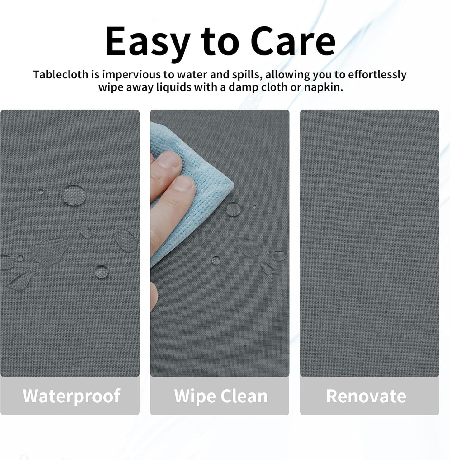Easy-Going Faux Linen Waterproof Spill-Proof Tablecloth Stain Resistant Rectangle Table Cloth Wrinkle Free Decorative Fabric for Kitchen, Dining, Party, Weddings, Restaurants (52x70 in, Linen)