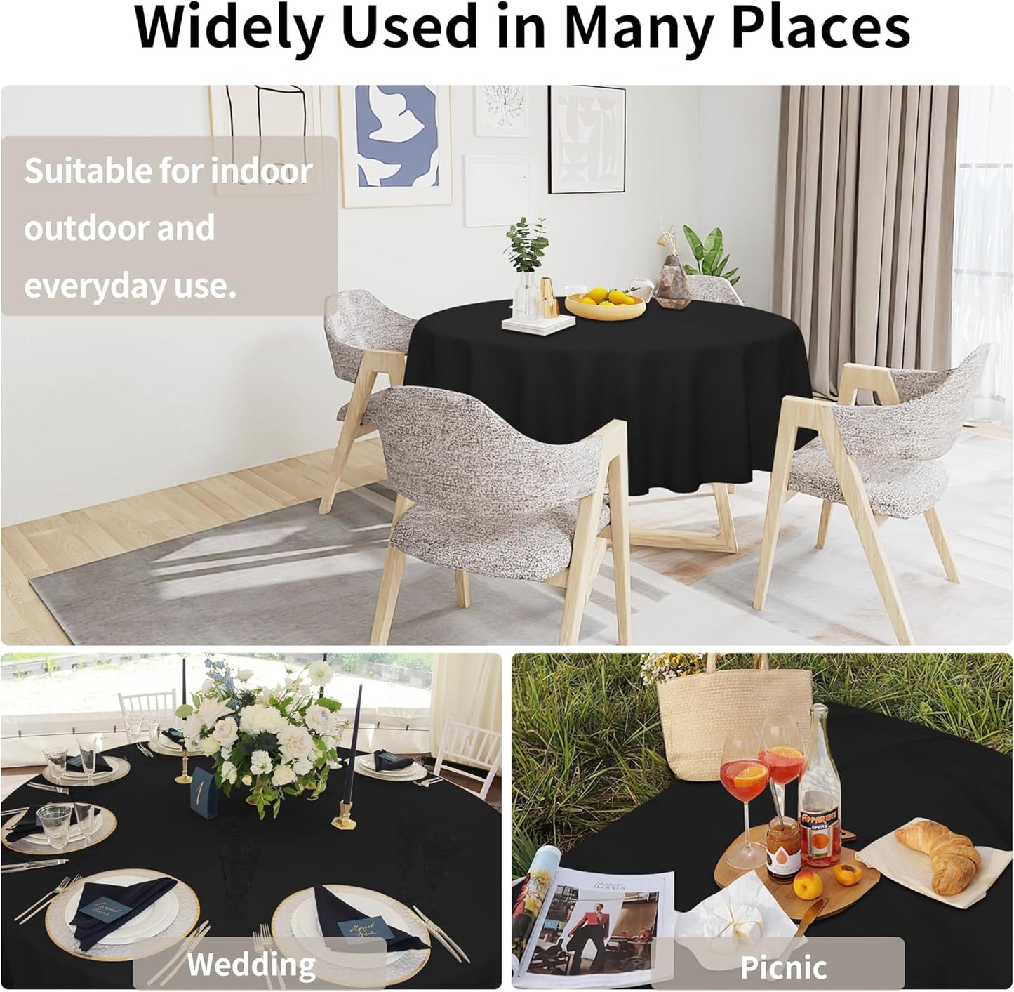 Easy-Going Faux Linen Waterproof Spill-Proof Tablecloth Stain Resistant Rectangle Table Cloth Wrinkle Free Decorative Fabric for Kitchen, Dining, Party, Weddings, Restaurants (52x70 in, Linen)