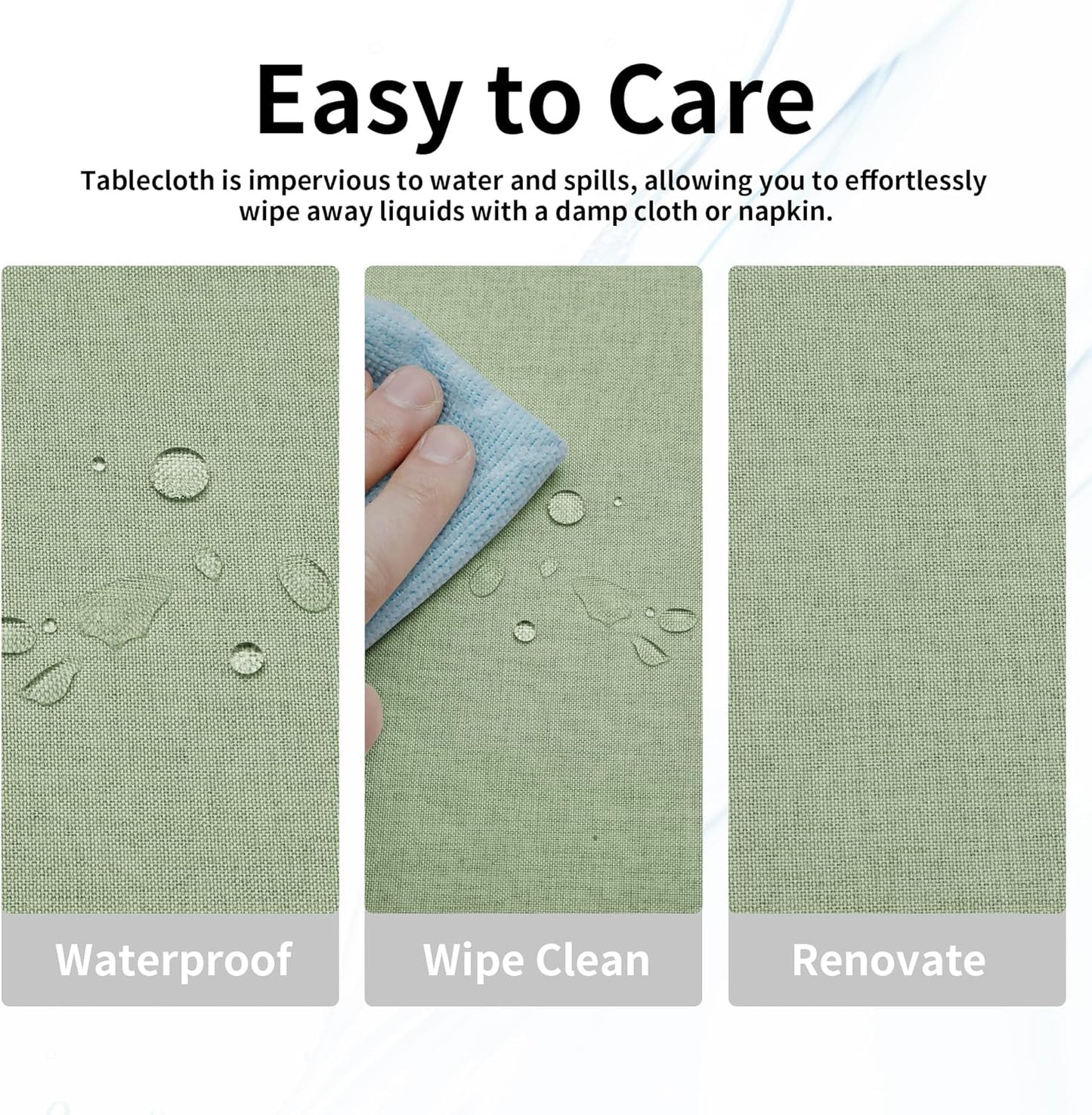 Easy-Going Faux Linen Waterproof Spill-Proof Tablecloth Stain Resistant Rectangle Table Cloth Wrinkle Free Decorative Fabric for Kitchen, Dining, Party, Weddings, Restaurants (52x70 in, Linen)