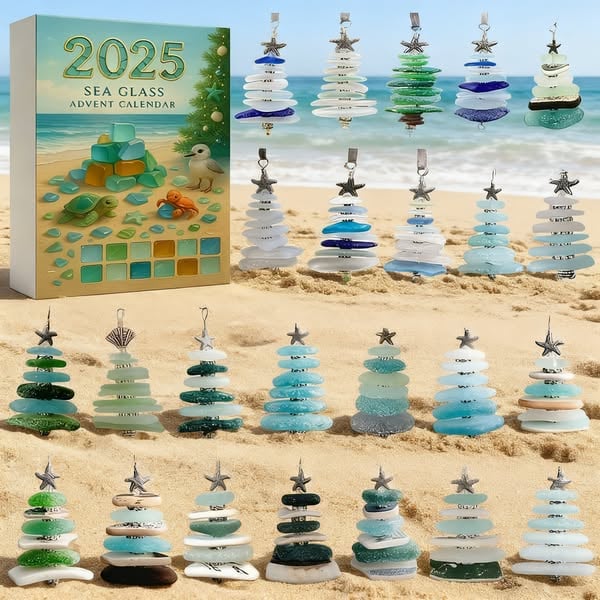 Limited Edition, Only 100 Sets Left!-🌊✨Sea Glass Christmas Tree Advent Calendar 🎄❄️🎁