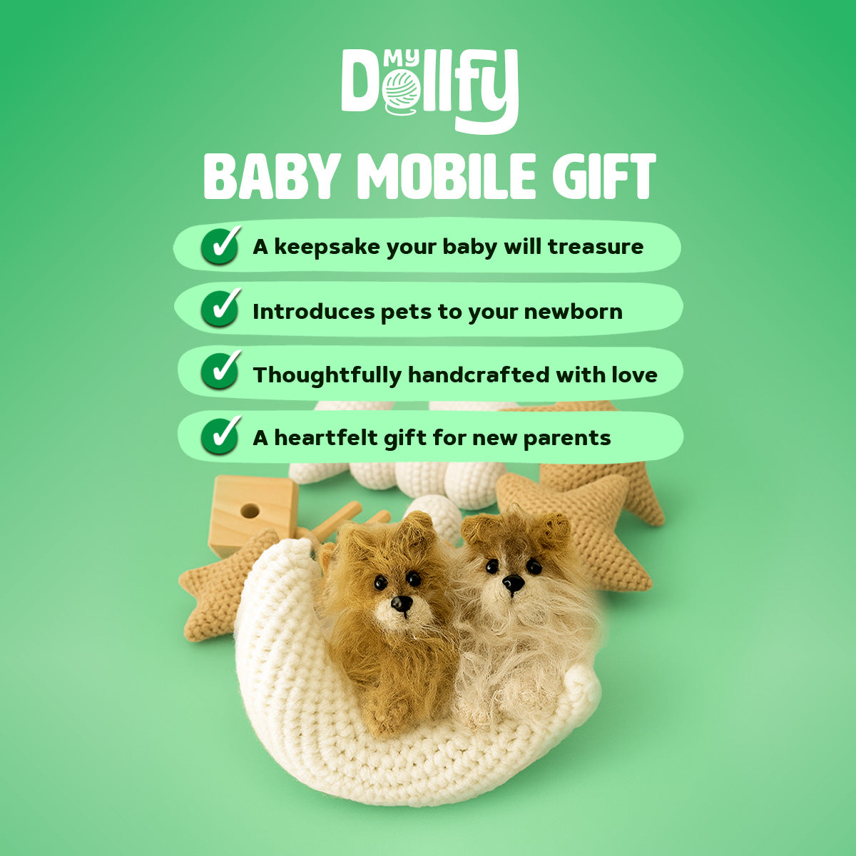Pet Moon Pink | Custom Crochet Pet Nursery Baby Mobile