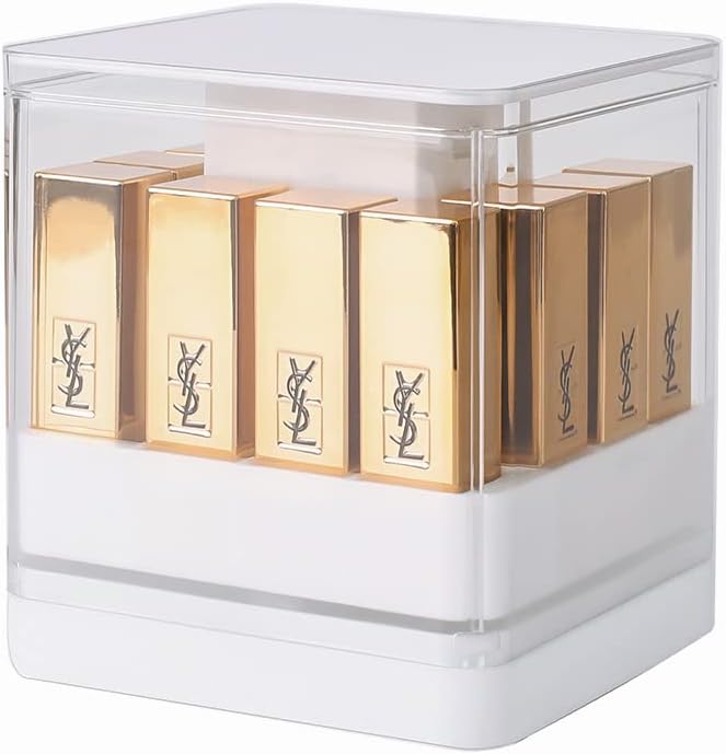 “💄 Auto Lift Lipstick & Gloss Organizer – 12 Slots ✨ Dust-Free”