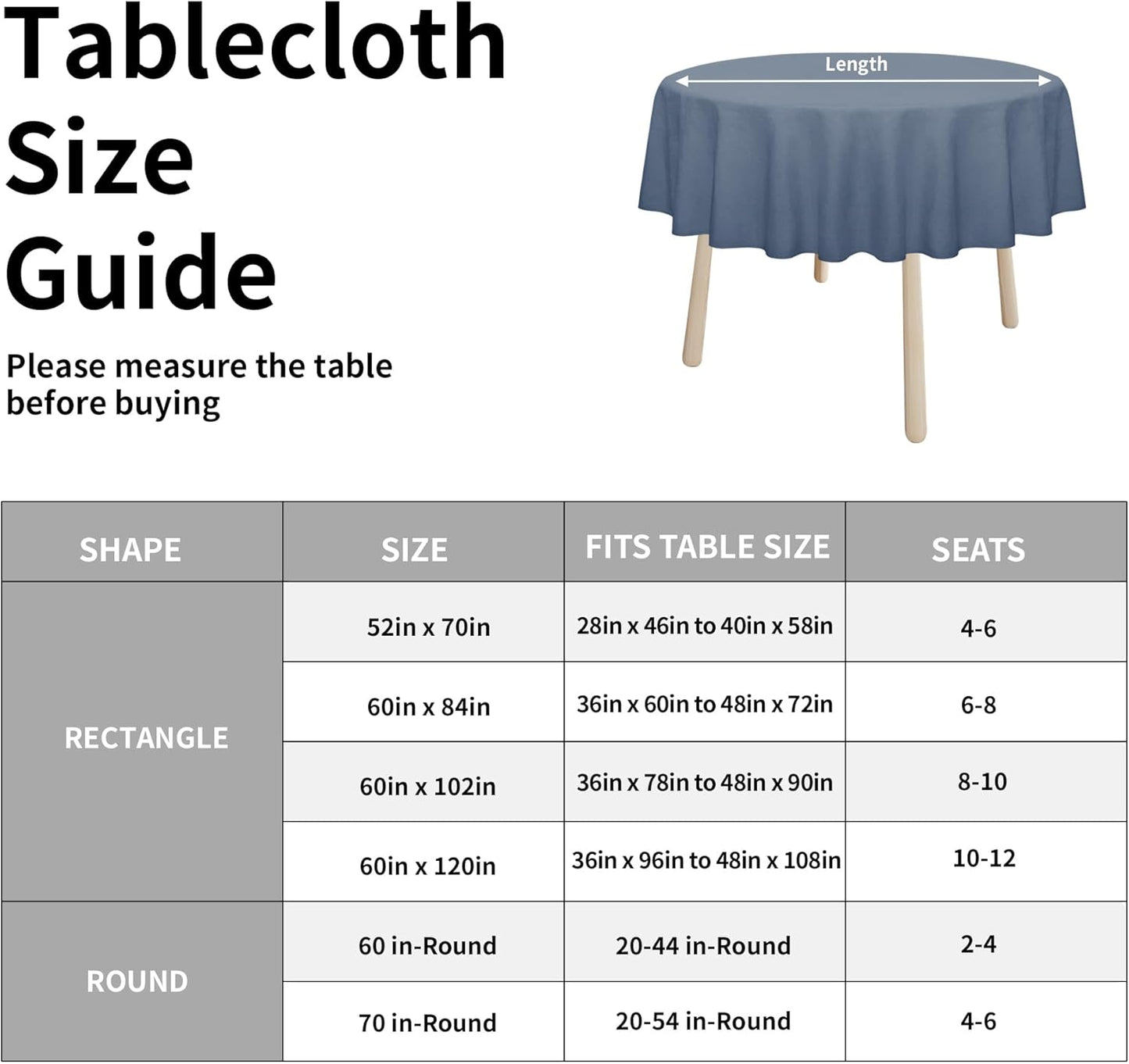 Easy-Going Faux Linen Waterproof Spill-Proof Tablecloth Stain Resistant Rectangle Table Cloth Wrinkle Free Decorative Fabric for Kitchen, Dining, Party, Weddings, Restaurants (52x70 in, Linen)