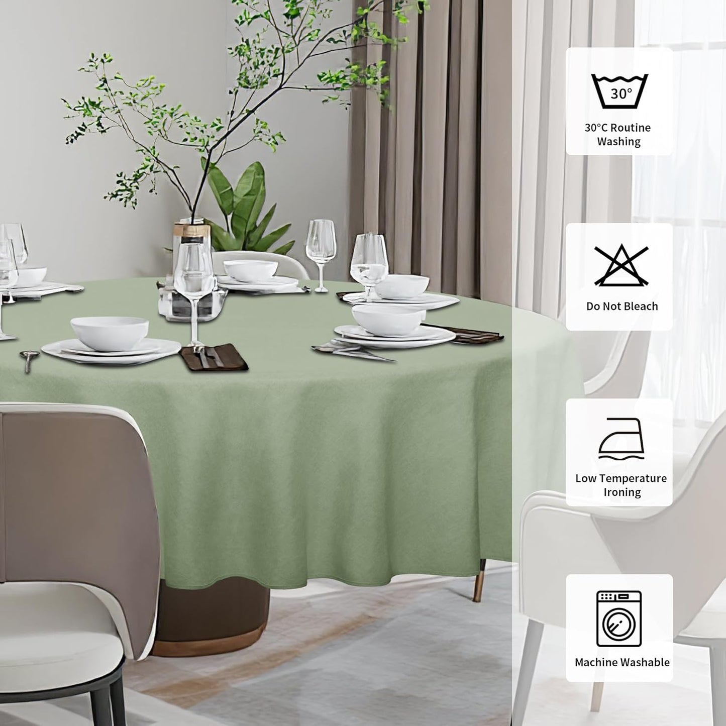 Easy-Going Faux Linen Waterproof Spill-Proof Tablecloth Stain Resistant Rectangle Table Cloth Wrinkle Free Decorative Fabric for Kitchen, Dining, Party, Weddings, Restaurants (52x70 in, Linen)
