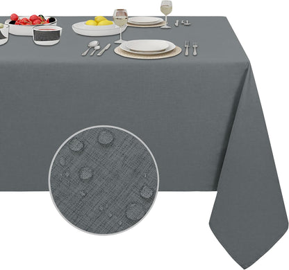 Easy-Going Faux Linen Waterproof Spill-Proof Tablecloth Stain Resistant Rectangle Table Cloth Wrinkle Free Decorative Fabric for Kitchen, Dining, Party, Weddings, Restaurants (52x70 in, Linen)