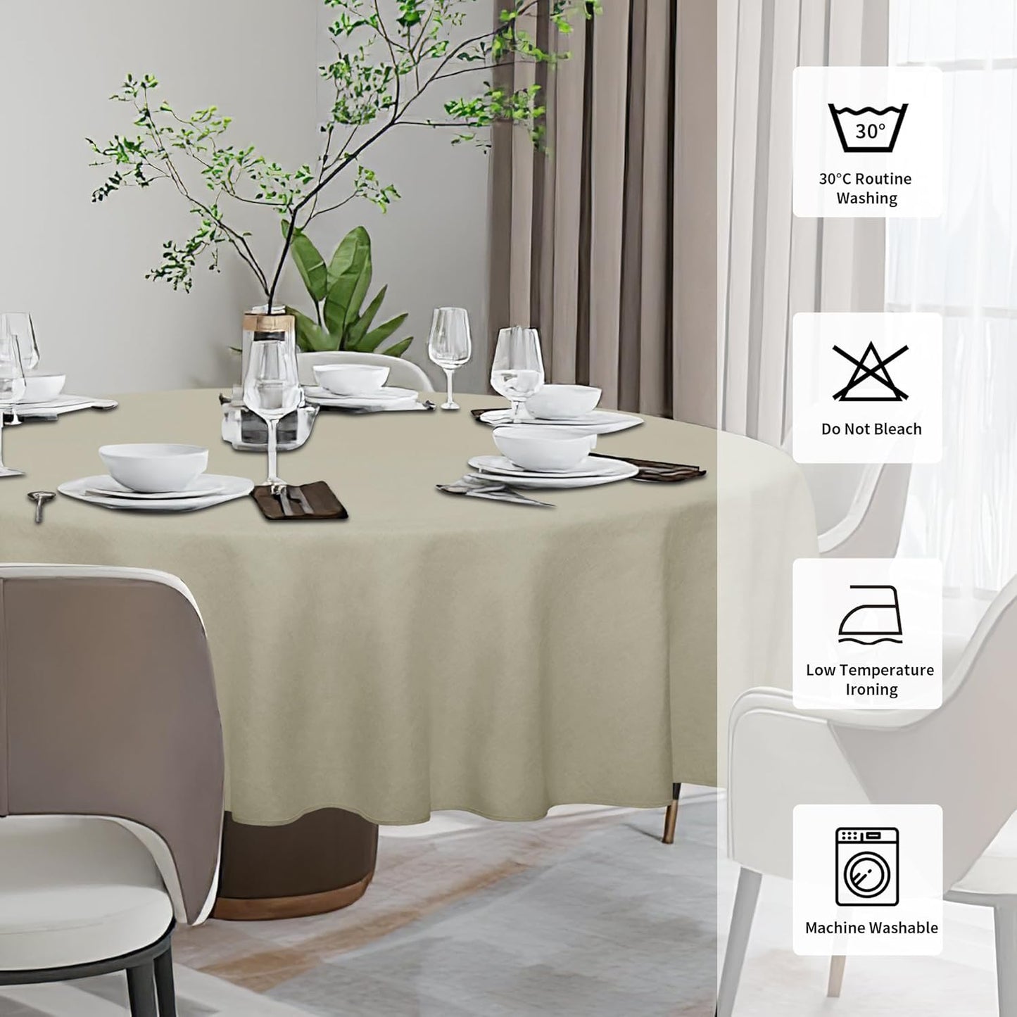 Easy-Going Faux Linen Waterproof Spill-Proof Tablecloth Stain Resistant Rectangle Table Cloth Wrinkle Free Decorative Fabric for Kitchen, Dining, Party, Weddings, Restaurants (52x70 in, Linen)