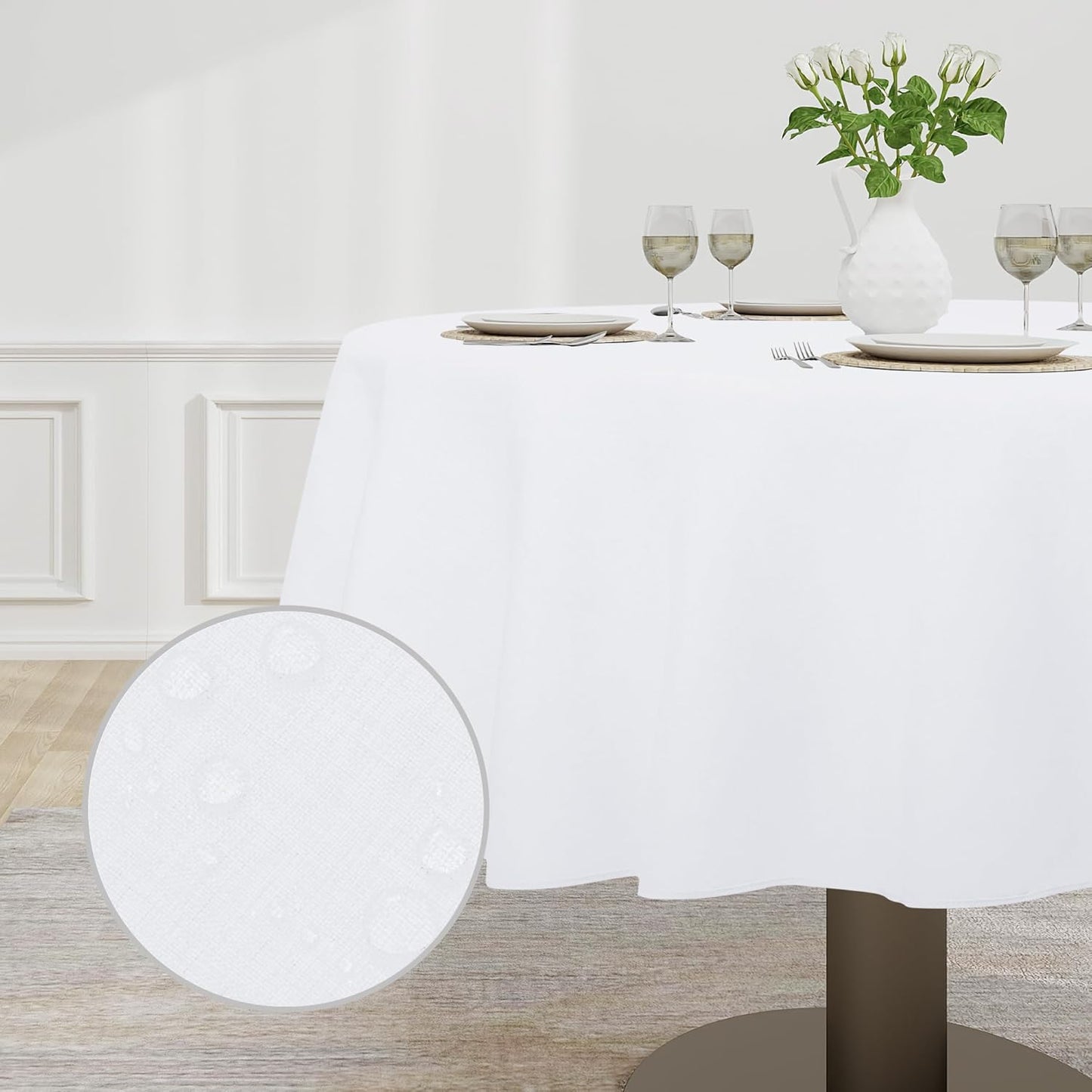 Easy-Going Faux Linen Waterproof Spill-Proof Tablecloth Stain Resistant Rectangle Table Cloth Wrinkle Free Decorative Fabric for Kitchen, Dining, Party, Weddings, Restaurants (52x70 in, Linen)