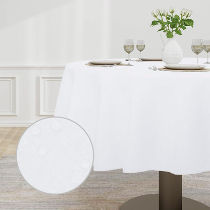 Easy-Going Faux Linen Waterproof Spill-Proof Tablecloth Stain Resistant Rectangle Table Cloth Wrinkle Free Decorative Fabric for Kitchen, Dining, Party, Weddings, Restaurants (52x70 in, Linen)