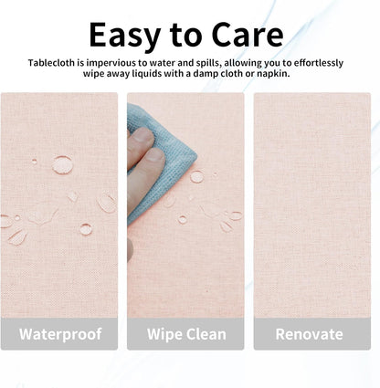 Easy-Going Faux Linen Waterproof Spill-Proof Tablecloth Stain Resistant Rectangle Table Cloth Wrinkle Free Decorative Fabric for Kitchen, Dining, Party, Weddings, Restaurants (52x70 in, Linen)