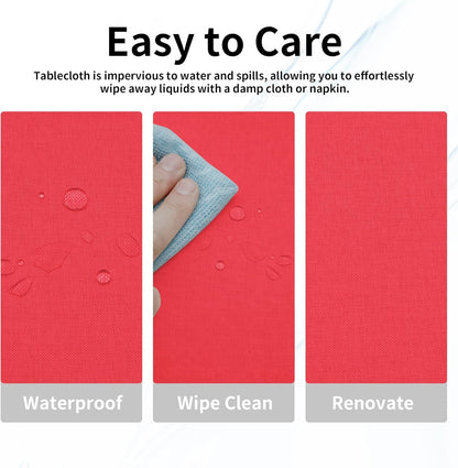 Easy-Going Faux Linen Waterproof Spill-Proof Tablecloth Stain Resistant Rectangle Table Cloth Wrinkle Free Decorative Fabric for Kitchen, Dining, Party, Weddings, Restaurants (52x70 in, Linen)
