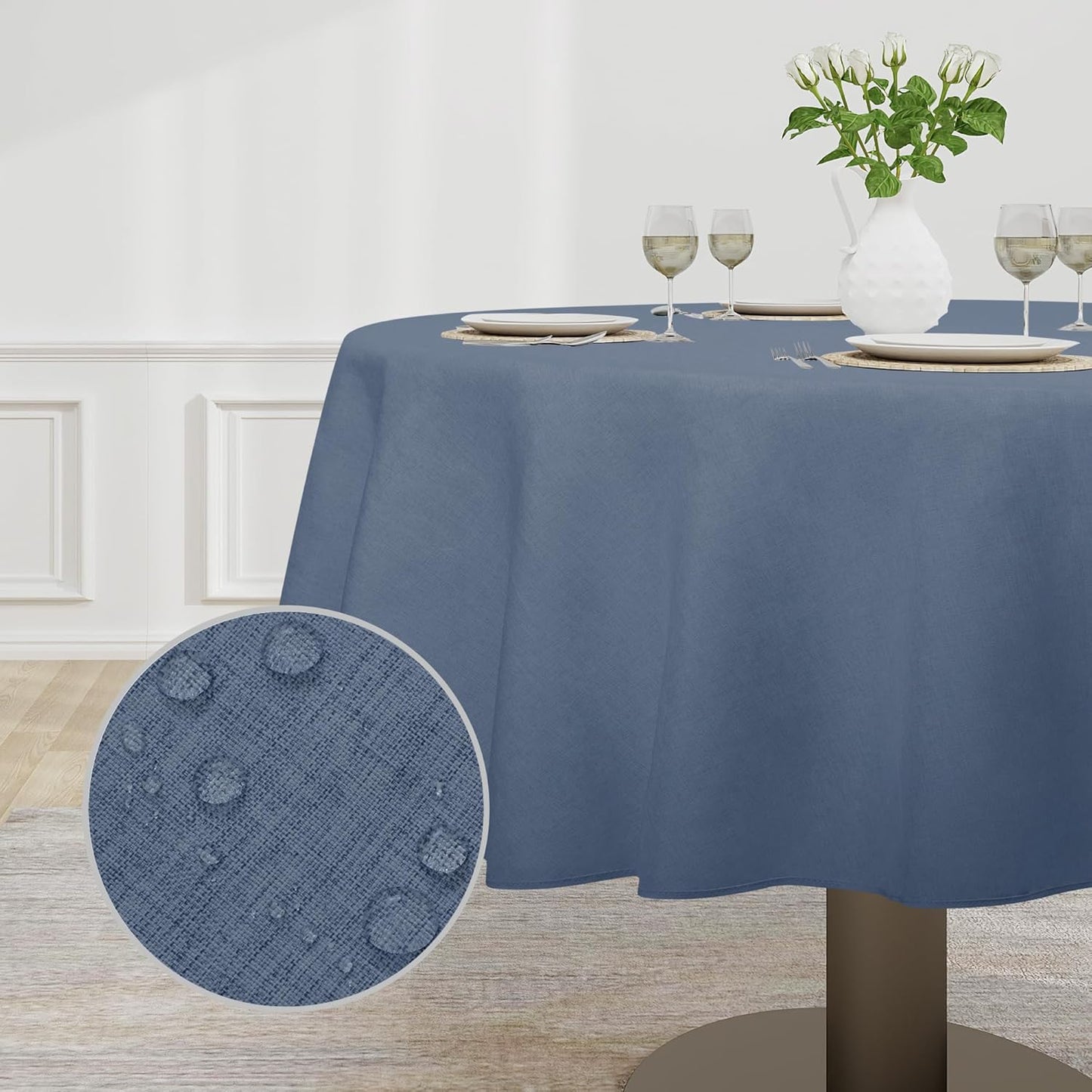 Easy-Going Faux Linen Waterproof Spill-Proof Tablecloth Stain Resistant Rectangle Table Cloth Wrinkle Free Decorative Fabric for Kitchen, Dining, Party, Weddings, Restaurants (52x70 in, Linen)
