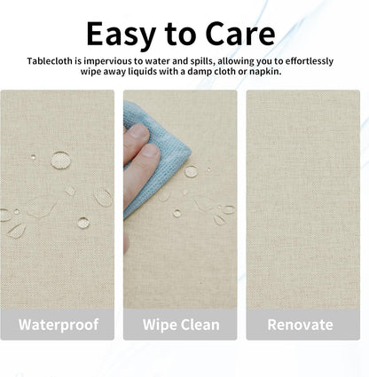 Easy-Going Faux Linen Waterproof Spill-Proof Tablecloth Stain Resistant Rectangle Table Cloth Wrinkle Free Decorative Fabric for Kitchen, Dining, Party, Weddings, Restaurants (52x70 in, Linen)