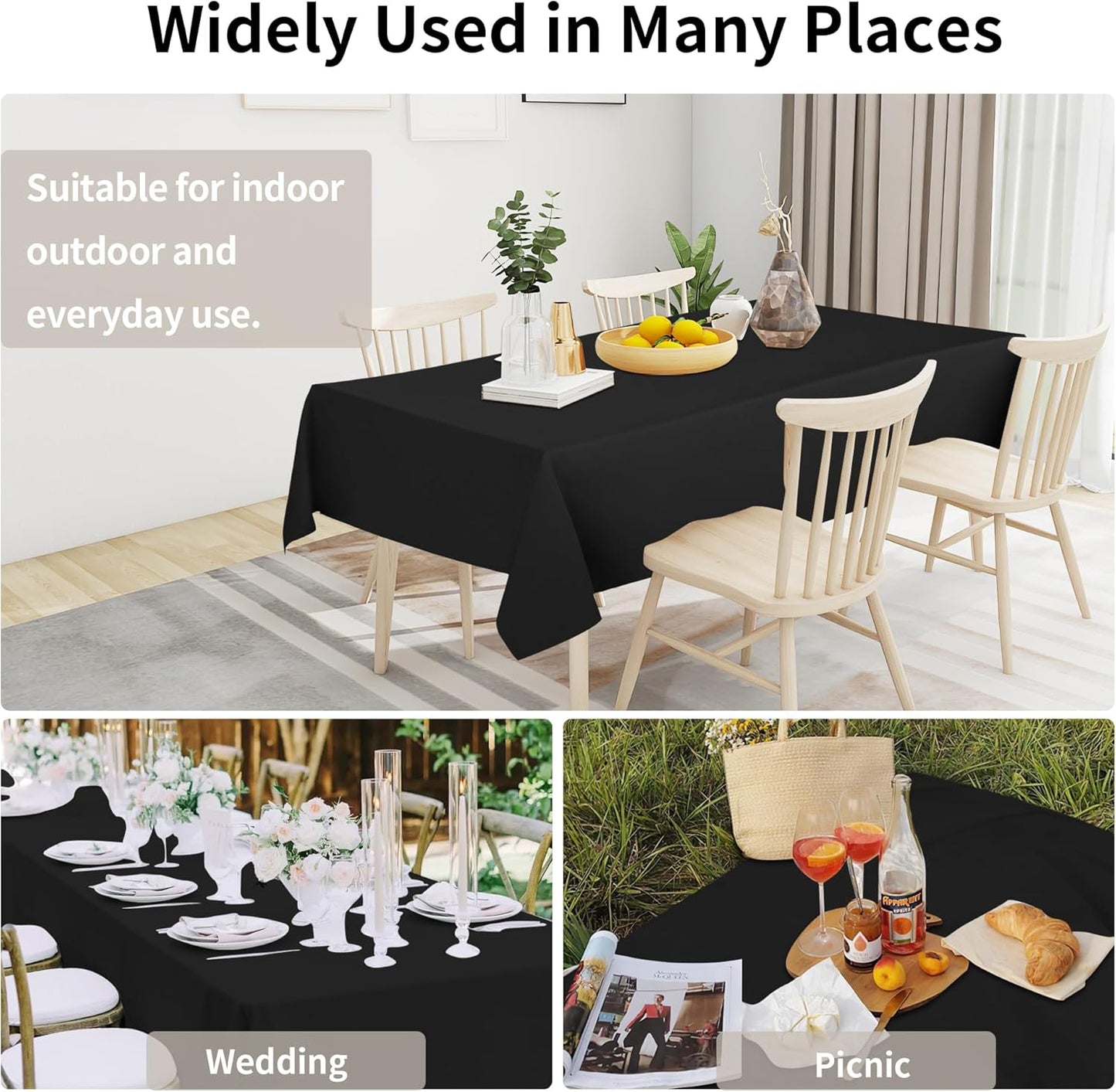 Easy-Going Faux Linen Waterproof Spill-Proof Tablecloth Stain Resistant Rectangle Table Cloth Wrinkle Free Decorative Fabric for Kitchen, Dining, Party, Weddings, Restaurants (52x70 in, Linen)