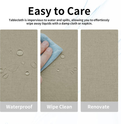 Easy-Going Faux Linen Waterproof Spill-Proof Tablecloth Stain Resistant Rectangle Table Cloth Wrinkle Free Decorative Fabric for Kitchen, Dining, Party, Weddings, Restaurants (52x70 in, Linen)