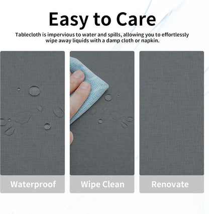 Easy-Going Faux Linen Waterproof Spill-Proof Tablecloth Stain Resistant Rectangle Table Cloth Wrinkle Free Decorative Fabric for Kitchen, Dining, Party, Weddings, Restaurants (52x70 in, Linen)