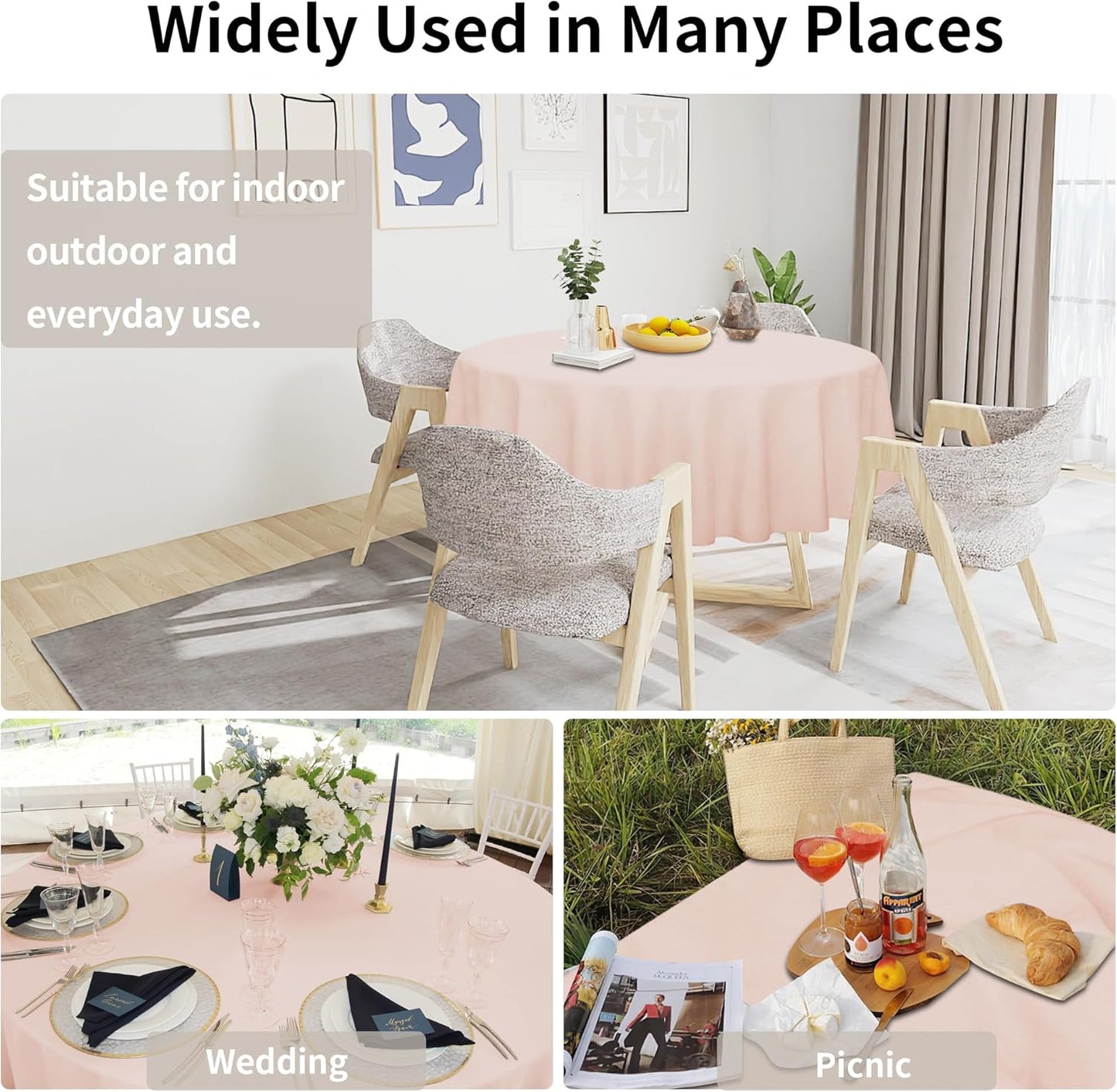 Easy-Going Faux Linen Waterproof Spill-Proof Tablecloth Stain Resistant Rectangle Table Cloth Wrinkle Free Decorative Fabric for Kitchen, Dining, Party, Weddings, Restaurants (52x70 in, Linen)