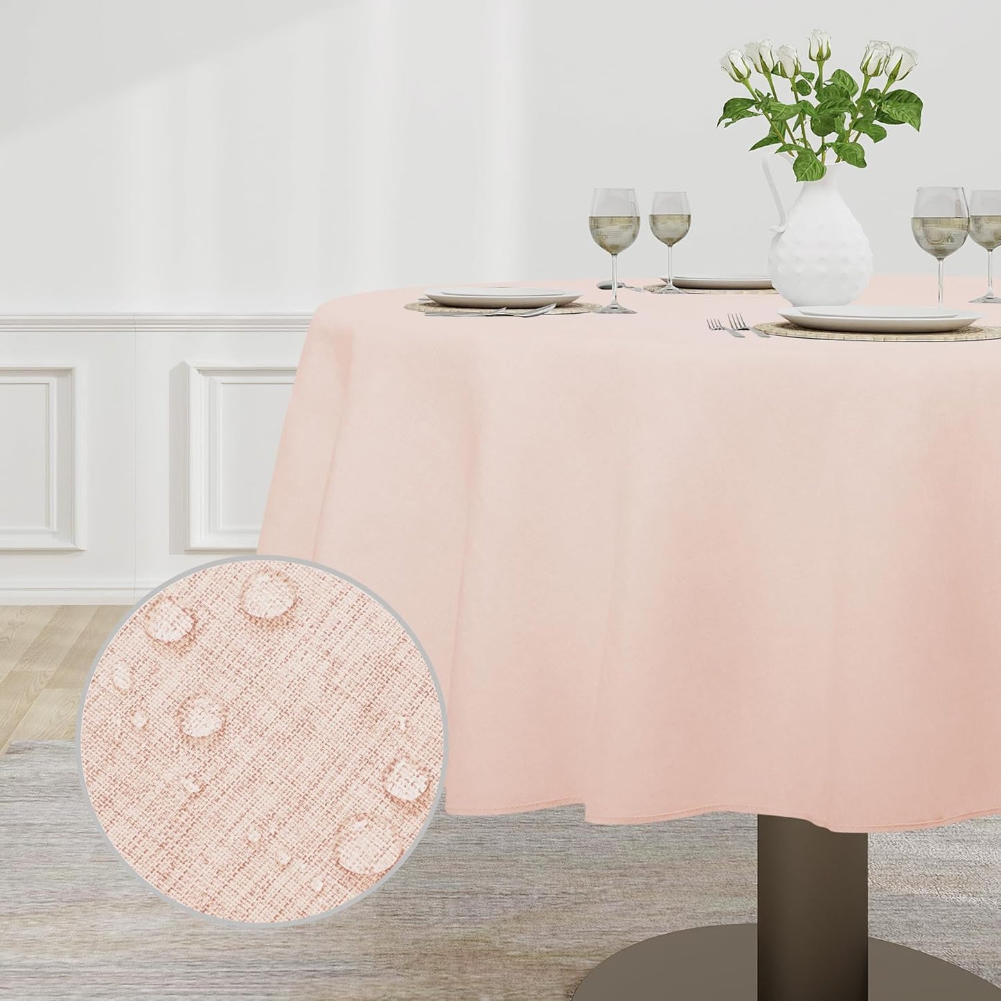 Easy-Going Faux Linen Waterproof Spill-Proof Tablecloth Stain Resistant Rectangle Table Cloth Wrinkle Free Decorative Fabric for Kitchen, Dining, Party, Weddings, Restaurants (52x70 in, Linen)