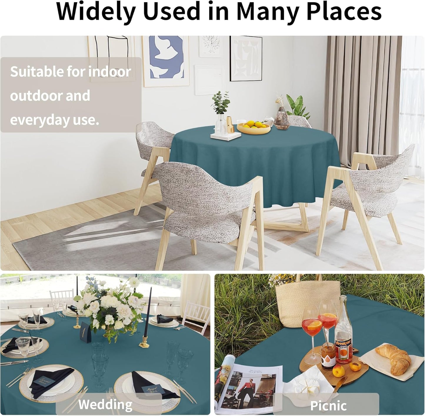 Easy-Going Faux Linen Waterproof Spill-Proof Tablecloth Stain Resistant Rectangle Table Cloth Wrinkle Free Decorative Fabric for Kitchen, Dining, Party, Weddings, Restaurants (52x70 in, Linen)