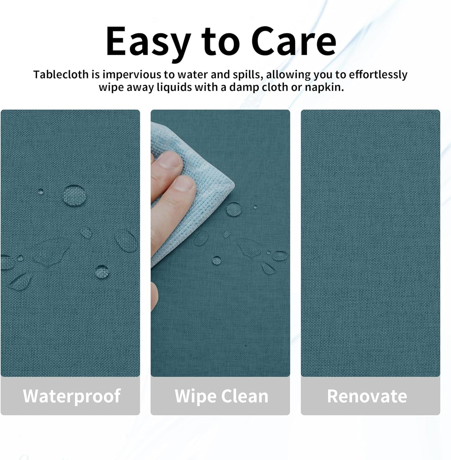 Easy-Going Faux Linen Waterproof Spill-Proof Tablecloth Stain Resistant Rectangle Table Cloth Wrinkle Free Decorative Fabric for Kitchen, Dining, Party, Weddings, Restaurants (52x70 in, Linen)