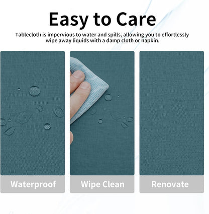 Easy-Going Faux Linen Waterproof Spill-Proof Tablecloth Stain Resistant Rectangle Table Cloth Wrinkle Free Decorative Fabric for Kitchen, Dining, Party, Weddings, Restaurants (52x70 in, Linen)
