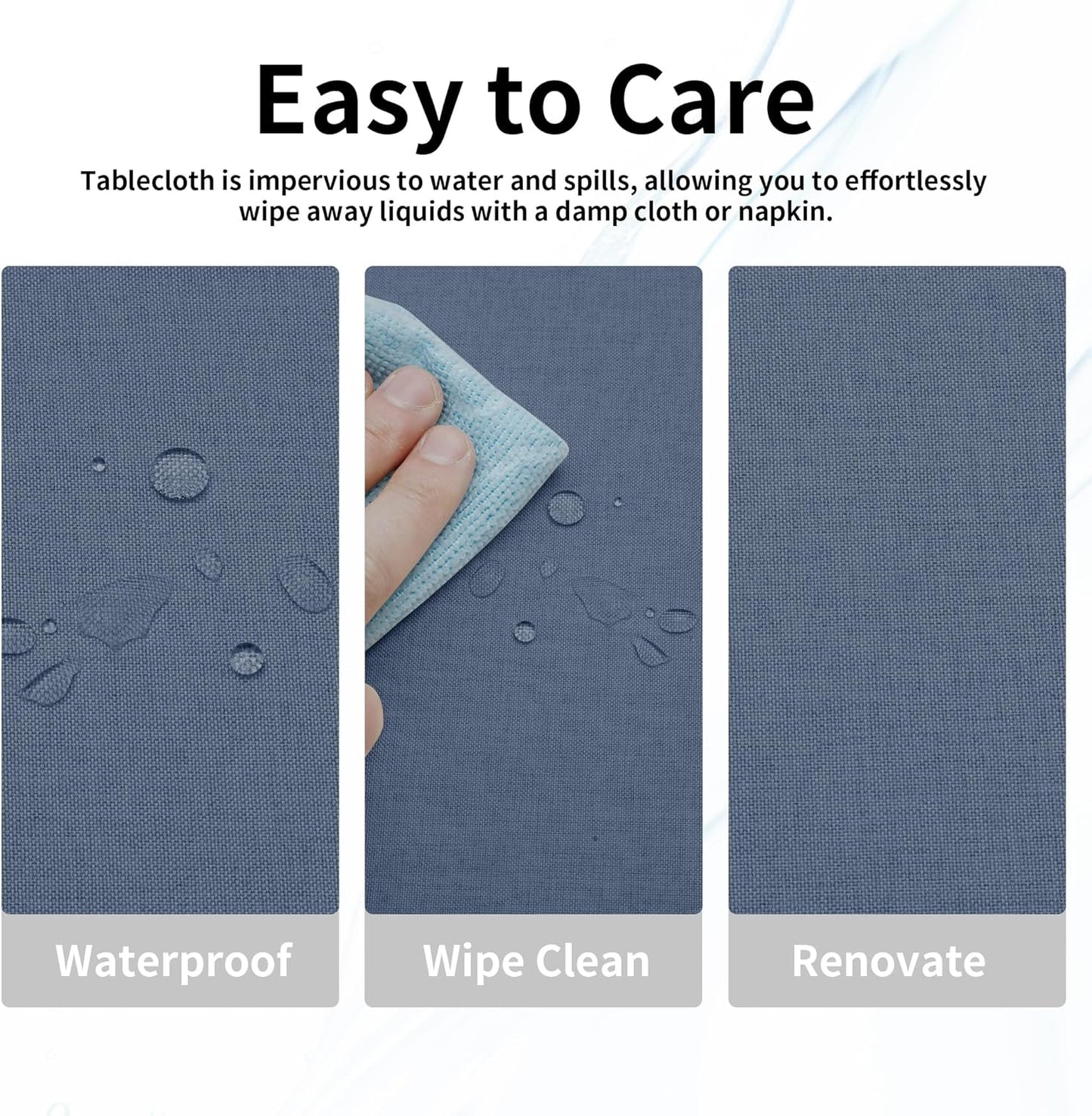 Easy-Going Faux Linen Waterproof Spill-Proof Tablecloth Stain Resistant Rectangle Table Cloth Wrinkle Free Decorative Fabric for Kitchen, Dining, Party, Weddings, Restaurants (52x70 in, Linen)