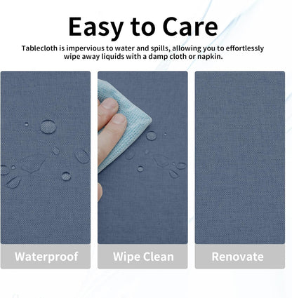 Easy-Going Faux Linen Waterproof Spill-Proof Tablecloth Stain Resistant Rectangle Table Cloth Wrinkle Free Decorative Fabric for Kitchen, Dining, Party, Weddings, Restaurants (52x70 in, Linen)