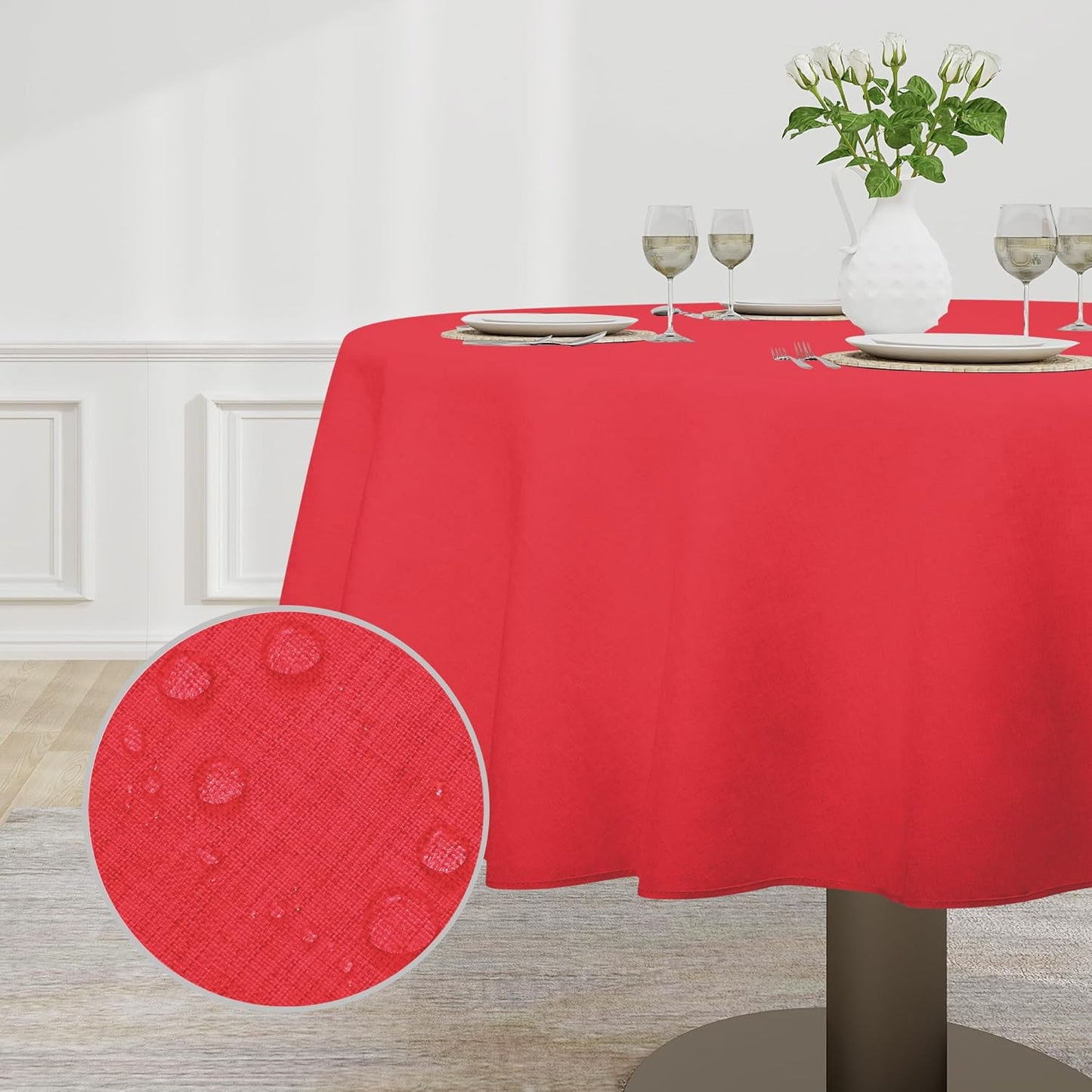 Easy-Going Faux Linen Waterproof Spill-Proof Tablecloth Stain Resistant Rectangle Table Cloth Wrinkle Free Decorative Fabric for Kitchen, Dining, Party, Weddings, Restaurants (52x70 in, Linen)