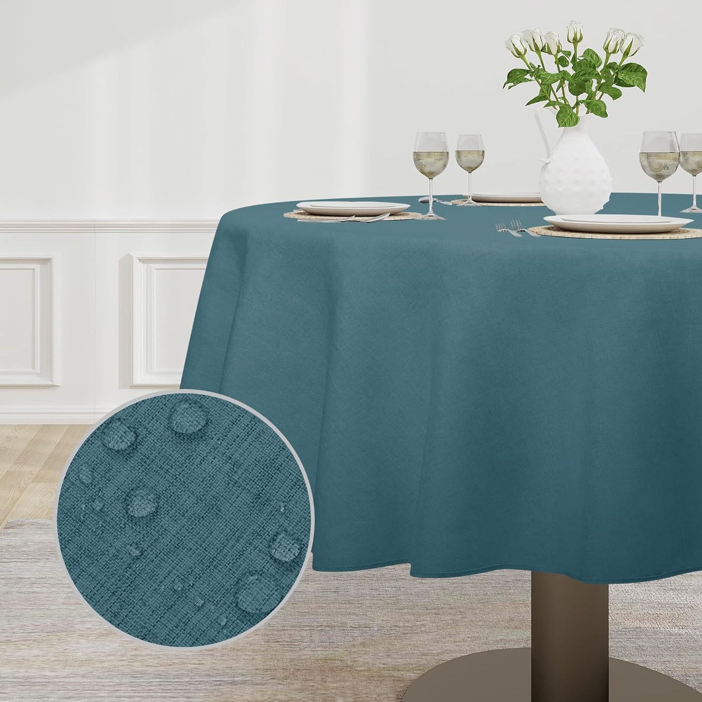 Easy-Going Faux Linen Waterproof Spill-Proof Tablecloth Stain Resistant Rectangle Table Cloth Wrinkle Free Decorative Fabric for Kitchen, Dining, Party, Weddings, Restaurants (52x70 in, Linen)