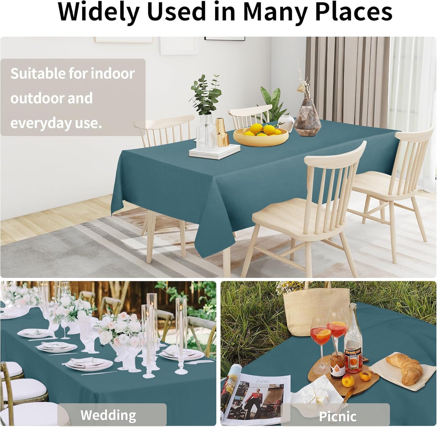 Easy-Going Faux Linen Waterproof Spill-Proof Tablecloth Stain Resistant Rectangle Table Cloth Wrinkle Free Decorative Fabric for Kitchen, Dining, Party, Weddings, Restaurants (52x70 in, Linen)