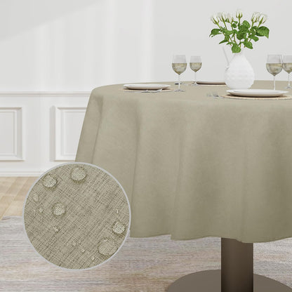 Easy-Going Faux Linen Waterproof Spill-Proof Tablecloth Stain Resistant Rectangle Table Cloth Wrinkle Free Decorative Fabric for Kitchen, Dining, Party, Weddings, Restaurants (52x70 in, Linen)