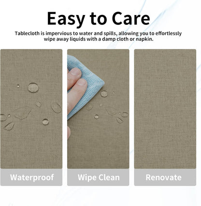 Easy-Going Faux Linen Waterproof Spill-Proof Tablecloth Stain Resistant Rectangle Table Cloth Wrinkle Free Decorative Fabric for Kitchen, Dining, Party, Weddings, Restaurants (52x70 in, Linen)
