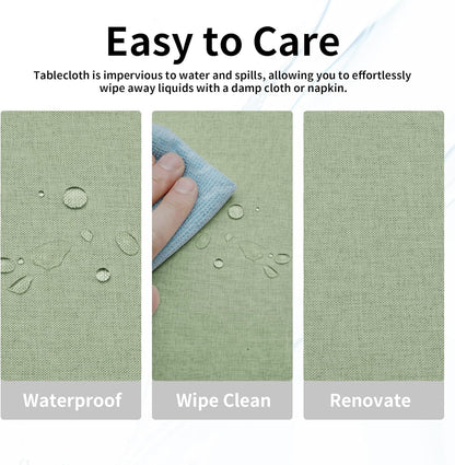 Easy-Going Faux Linen Waterproof Spill-Proof Tablecloth Stain Resistant Rectangle Table Cloth Wrinkle Free Decorative Fabric for Kitchen, Dining, Party, Weddings, Restaurants (52x70 in, Linen)