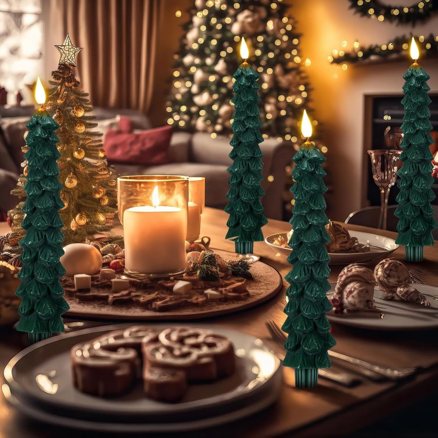 🎄Christmas Tree Led Candlesled Christmas Pine Cone Electric Candle Light